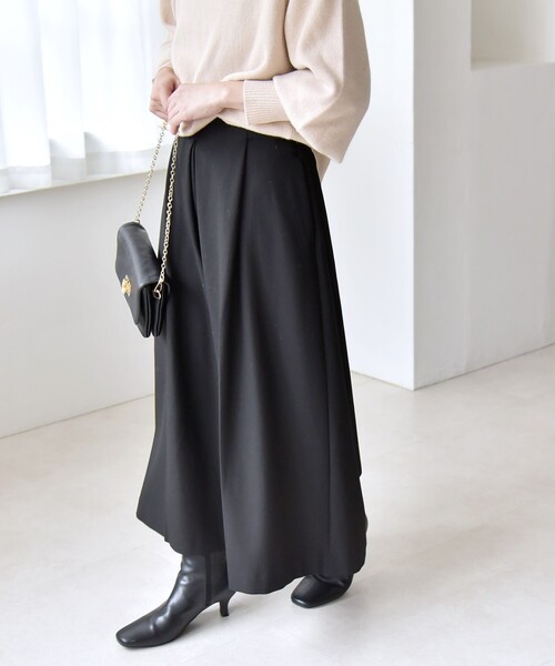 quaranciel(カランシエル)の「quaranciel:〈洗濯機可能〉ウォーム タック ワイド キュロット パンツ(その他パンツ・レディース・ブラック/チャコールグレー・40/38/36)」の15枚目の写真