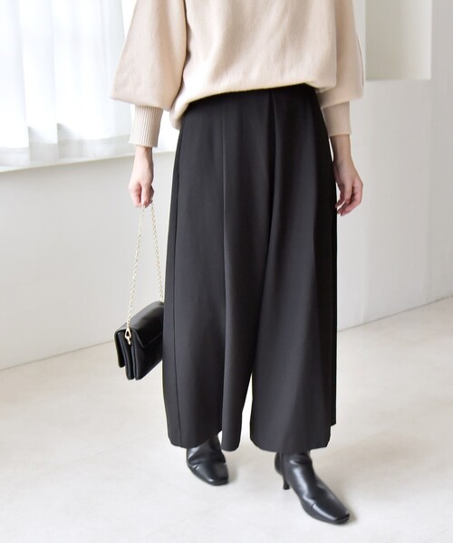 quaranciel(カランシエル)の「quaranciel:〈洗濯機可能〉ウォーム タック ワイド キュロット パンツ(その他パンツ・レディース・ブラック/チャコールグレー・40/38/36)」の16枚目の写真
