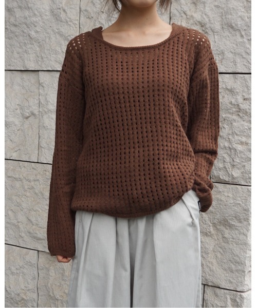 Alt due(オルトデュー)の「【Alt due/オルト デュー】メッシュニットプルオーバー タンクトップセット(ニット/セーター・レディース・ブラック/ベージュ/ブラウン・FREE)」の2枚目の写真