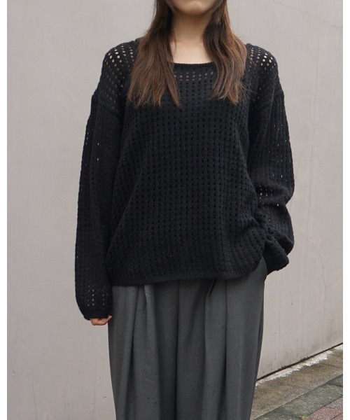 Alt due(オルトデュー)の「【Alt due/オルト デュー】メッシュニットプルオーバー タンクトップセット(ニット/セーター・レディース・ブラック/ベージュ/ブラウン・FREE)」の1枚目の写真
