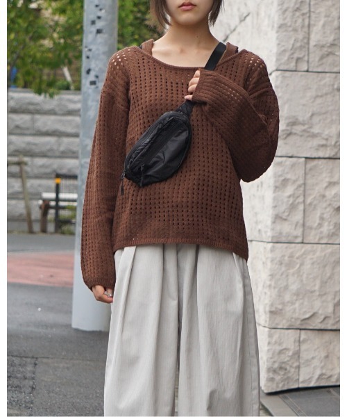 Alt due(オルトデュー)の「【Alt due/オルト デュー】メッシュニットプルオーバー タンクトップセット(ニット/セーター・レディース・ブラック/ベージュ/ブラウン・FREE)」の10枚目の写真