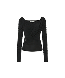 DRAPED OFF SHOULDER TOP black