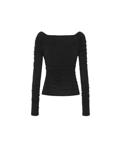 PAIN OR PLEASURE（ペインオアプレジャー）の「DRAPED OFF SHOULDER TOP black（Tシャツ/カットソー・レディース・その他・SMALL/MEDIUM）」の2枚目の写真