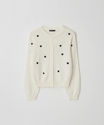 HEART PATTERN KNIT CARDIGAN IVORY