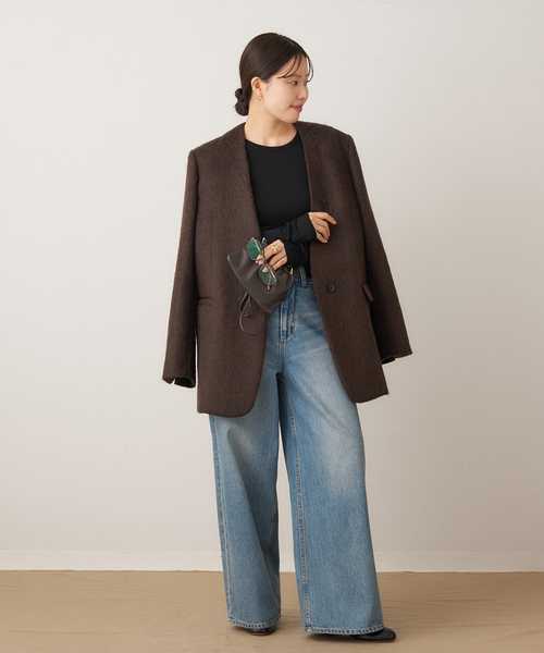 plage(プラージュ)の「FLORE FLORE / フローレフローレ OLIVIA LONGSLEEVE トップス(Tシャツ/カットソー・レディース・ブラック/アイボリー・FREE)」の5枚目の写真