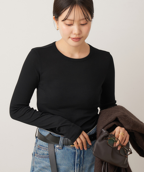 plage(プラージュ)の「FLORE FLORE / フローレフローレ OLIVIA LONGSLEEVE トップス(Tシャツ/カットソー・レディース・ブラック/アイボリー・FREE)」の12枚目の写真