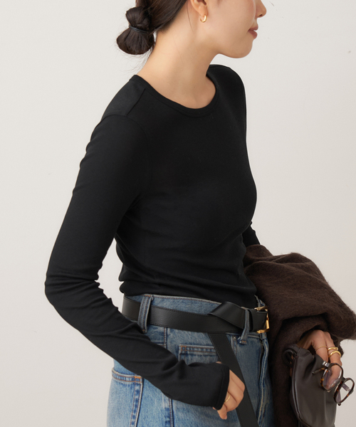plage(プラージュ)の「FLORE FLORE / フローレフローレ OLIVIA LONGSLEEVE トップス(Tシャツ/カットソー・レディース・ブラック/アイボリー・FREE)」の14枚目の写真