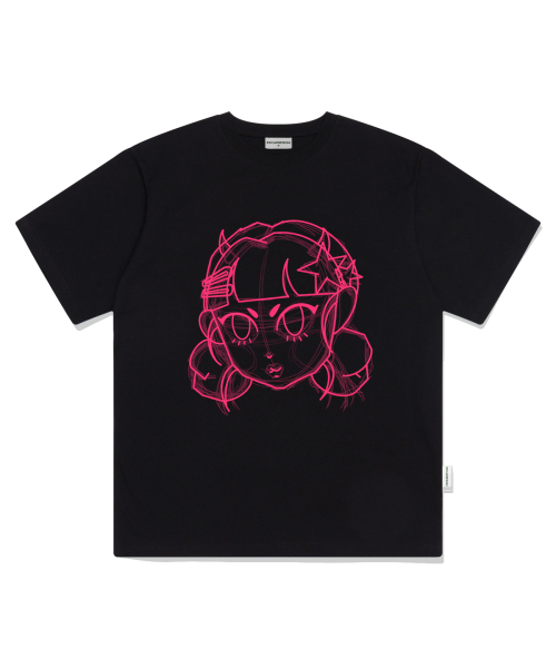 ESCAPEFROM（エスケープフロム）の「ドローイングスターガールプリントオーバーサイズ半袖Tシャツブラック（Tシャツ/カットソー・レディース・その他・SMALL/MEDIUM/LARGE）」の2枚目の写真