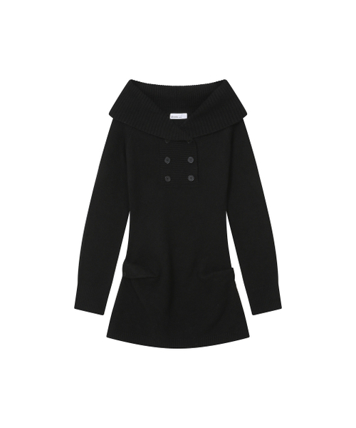double button knit one piece BLACK（ワンピース）｜Miseki SEOUL