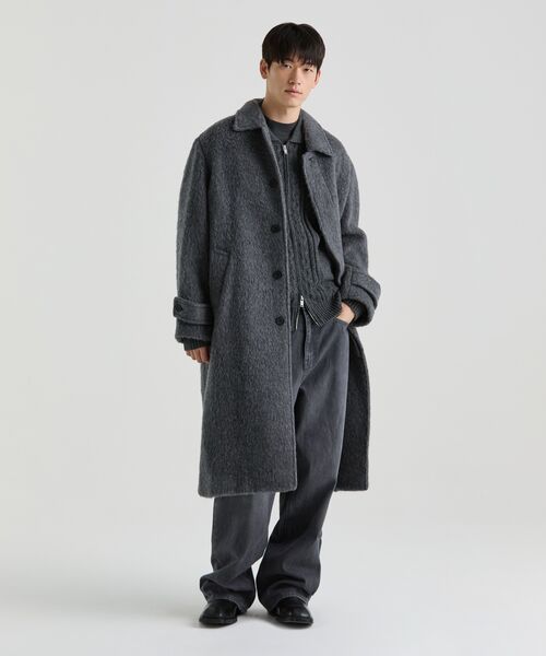 MUSINSA STANDARD（ムシンサスタンダード）の「ヘアリーアルパカブレンドオーバーサイズバルマカンコート[グレー]（チェスターコート・メンズ・その他・MEDIUM/LARGE/X-LARGE/XX-LARGE）」の11枚目の写真