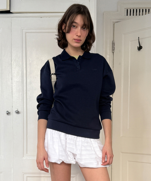 Logo Collar Sweatshirt (Navy)
