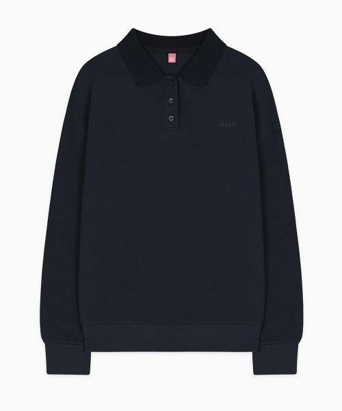 SINOON（シヌーン）の「Logo Collar Sweatshirt (Navy)（スウェット・レディース・ネイビー・FREE）」の4枚目の写真