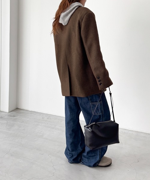 CANAL JEAN（キャナルジーン）の「diggity　ウールオーバージャケット（テーラードジャケット・レディース・ベージュ/ブラウン・ONE SIZE）」の4枚目の写真