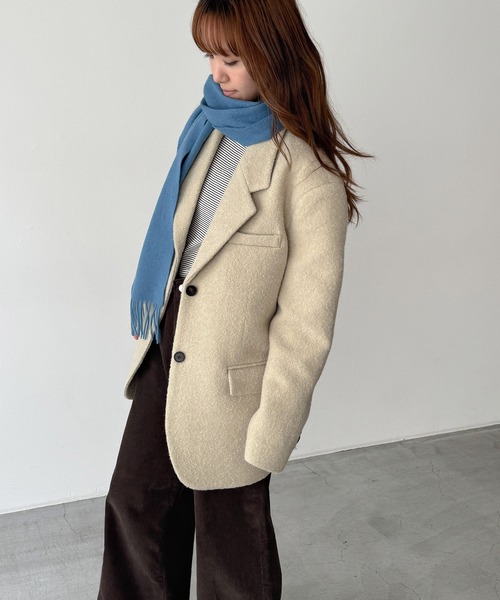 CANAL JEAN（キャナルジーン）の「diggity　ウールオーバージャケット（テーラードジャケット・レディース・ベージュ/ブラウン・ONE SIZE）」の6枚目の写真