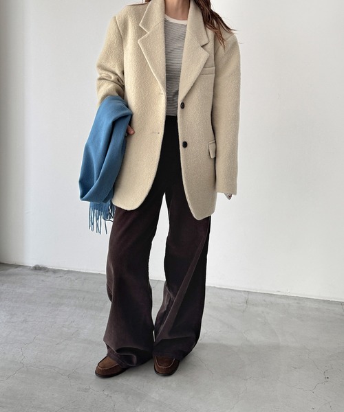 CANAL JEAN（キャナルジーン）の「diggity　ウールオーバージャケット（テーラードジャケット・レディース・ベージュ/ブラウン・ONE SIZE）」の8枚目の写真