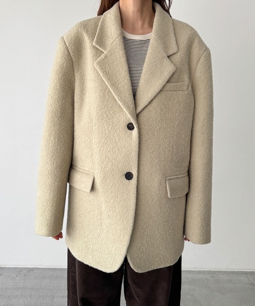CANAL JEAN（キャナルジーン）の「diggity　ウールオーバージャケット（テーラードジャケット・レディース・ベージュ/ブラウン・ONE SIZE）」の9枚目の写真