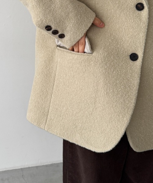 CANAL JEAN（キャナルジーン）の「diggity　ウールオーバージャケット（テーラードジャケット・レディース・ベージュ/ブラウン・ONE SIZE）」の13枚目の写真