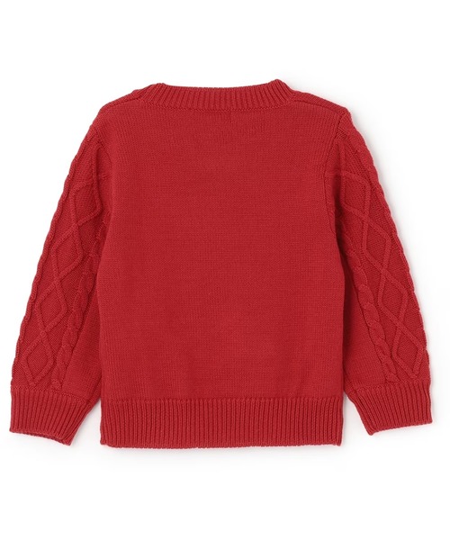 KP（ケーピー）の「mimiちゃん 袖ケーブル セーター 【ウォッシャブル】（ニット/セーター・キッズ・ピンク/レッド・120cm/130cm/90cm/100cm/140cm/110cm）」の7枚目の写真