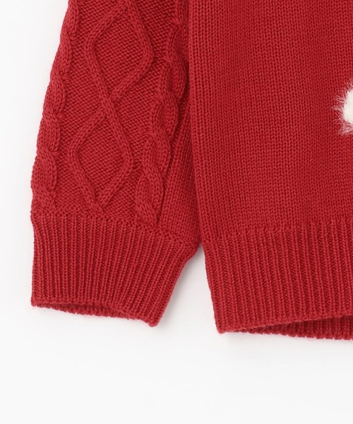 KP（ケーピー）の「mimiちゃん 袖ケーブル セーター 【ウォッシャブル】（ニット/セーター・キッズ・ピンク/レッド・120cm/130cm/90cm/100cm/140cm/110cm）」の9枚目の写真