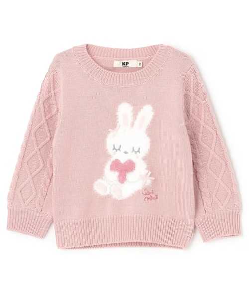 KP（ケーピー）の「mimiちゃん 袖ケーブル セーター 【ウォッシャブル】（ニット/セーター・キッズ・ピンク/レッド・120cm/130cm/90cm/100cm/140cm/110cm）」の6枚目の写真