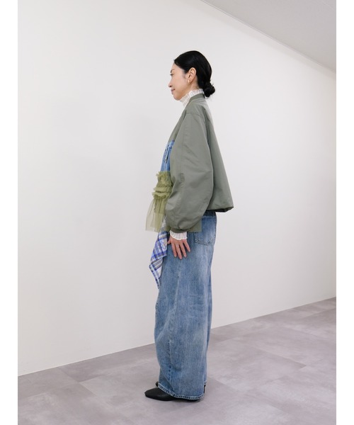 DOLLUPOOPS（ドールアップウップス）の「チュールミックスMA-1ブルゾン（MA-1・レディース・カーキ/ライトベージュ/ブラック/グリーン・FREE）」の18枚目の写真