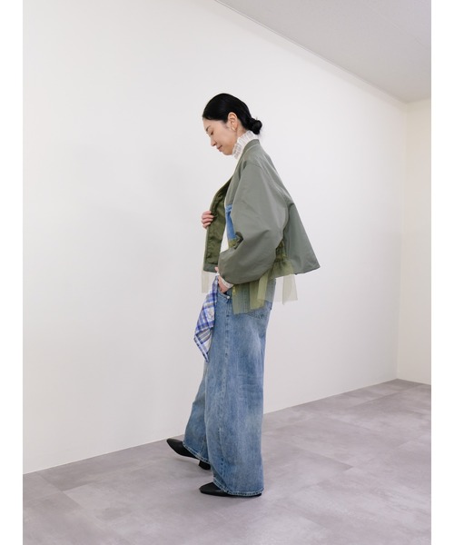 DOLLUPOOPS（ドールアップウップス）の「チュールミックスMA-1ブルゾン（MA-1・レディース・カーキ/ライトベージュ/ブラック/グリーン・FREE）」の5枚目の写真