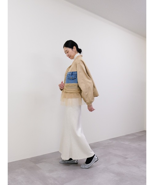 DOLLUPOOPS（ドールアップウップス）の「チュールミックスMA-1ブルゾン（MA-1・レディース・カーキ/ライトベージュ/ブラック/グリーン・FREE）」の7枚目の写真