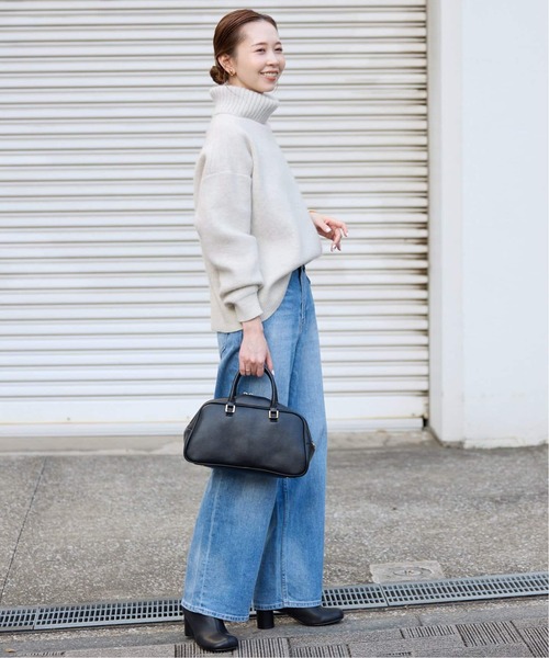 SLOBE IENA（スローブイエナ）の「《追加》ウォッシャブルファーリーダブルフェイスタートルニット（ニット/セーター・レディース・サックスブルー/アイボリー/ネイビー・FREE）」の5枚目の写真