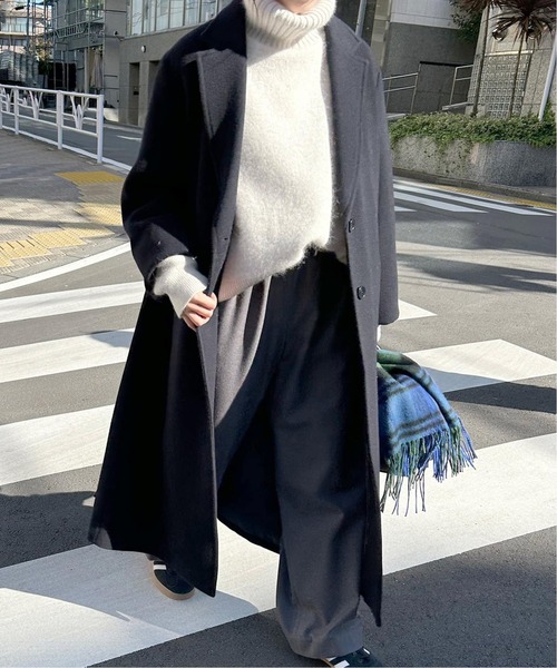 SLOBE IENA（スローブイエナ）の「《追加》ウォッシャブルファーリーダブルフェイスタートルニット（ニット/セーター・レディース・サックスブルー/アイボリー/ネイビー・FREE）」の12枚目の写真