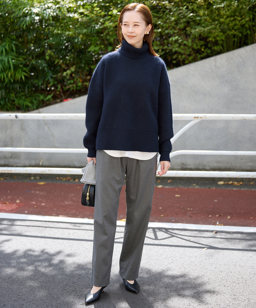 追加》ウォッシャブルファーリーダブルフェイスタートルニット（ニット