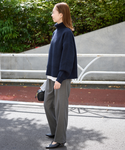 追加》ウォッシャブルファーリーダブルフェイスタートルニット（ニット