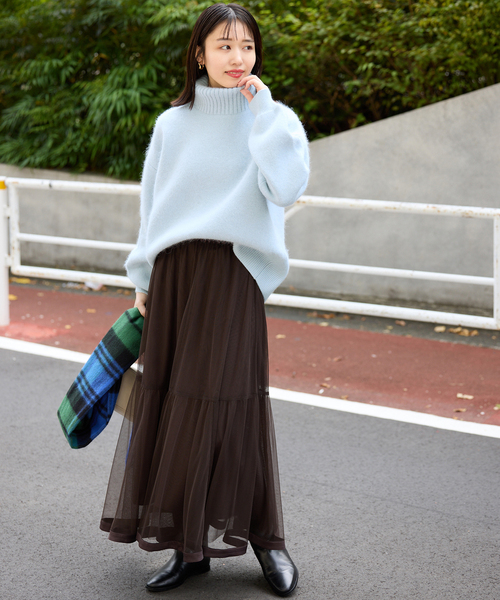 追加》ウォッシャブルファーリーダブルフェイスタートルニット（ニット