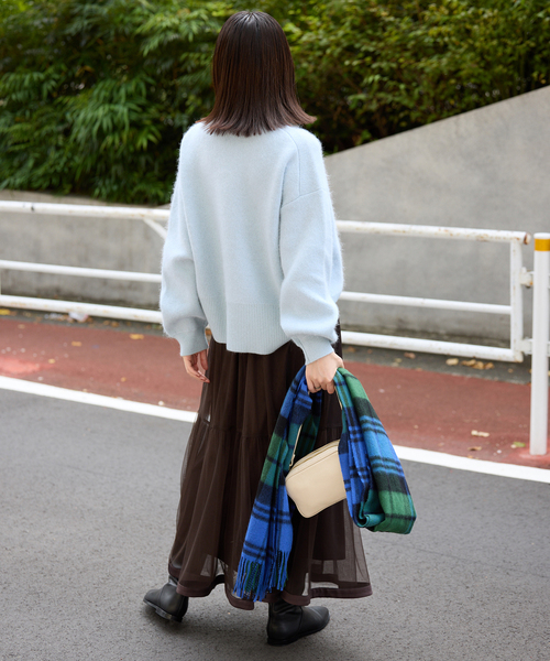 追加》ウォッシャブルファーリーダブルフェイスタートルニット（ニット