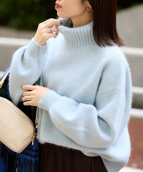 追加》ウォッシャブルファーリーダブルフェイスタートルニット（ニット