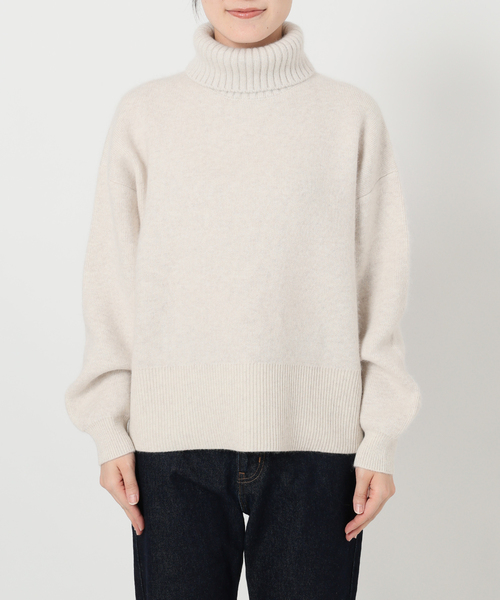 追加》ウォッシャブルファーリーダブルフェイスタートルニット（ニット