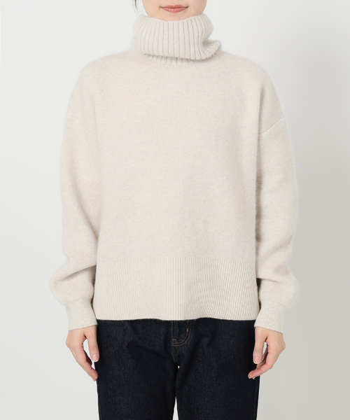 追加》ウォッシャブルファーリーダブルフェイスタートルニット（ニット