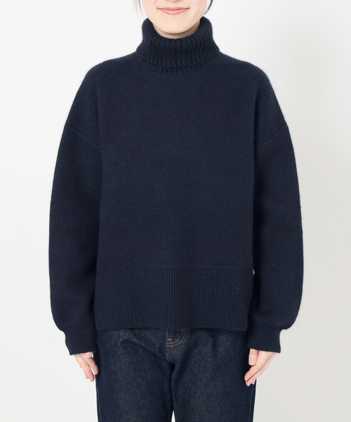 追加》ウォッシャブルファーリーダブルフェイスタートルニット（ニット