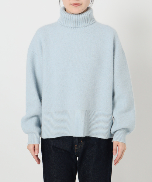 追加》ウォッシャブルファーリーダブルフェイスタートルニット（ニット