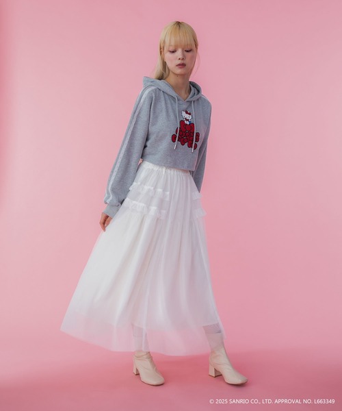 sanrio(サンリオ)の「【HELLO KITTY】ハローキティコラボ リボン付き ボリュームチュールスカート(スカート・レディース・レッド/ホワイト・FREE)」の7枚目の写真