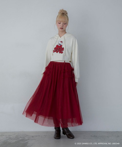 sanrio(サンリオ)の「【HELLO KITTY】ハローキティコラボ リボン付き ボリュームチュールスカート(スカート・レディース・レッド/ホワイト・FREE)」の14枚目の写真