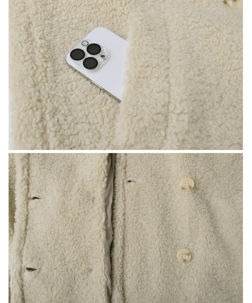 Re:EDIT（リエディ）の「[2025 WINTER PRE ORDER]オーバーサイズボアダブルミドルチェスターコート（チェスターコート・レディース・アイボリー/グレー/ブラウン/ベージュ・MEDIUM/LARGE）」の21枚目の写真