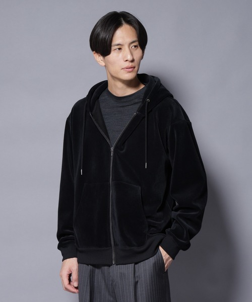 NANO universe（ナノユニバース）の「クロコ加工フリース ZIPパーカ（パーカー・メンズ・ブラック/ブラウン・M/L）」の2枚目の写真