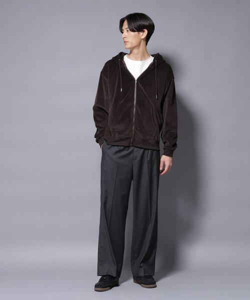 NANO universe（ナノユニバース）の「クロコ加工フリース ZIPパーカ（パーカー・メンズ・ブラック/ブラウン・M/L）」の6枚目の写真