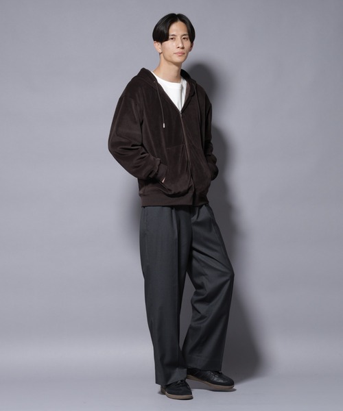 NANO universe（ナノユニバース）の「クロコ加工フリース ZIPパーカ（パーカー・メンズ・ブラック/ブラウン・M/L）」の8枚目の写真