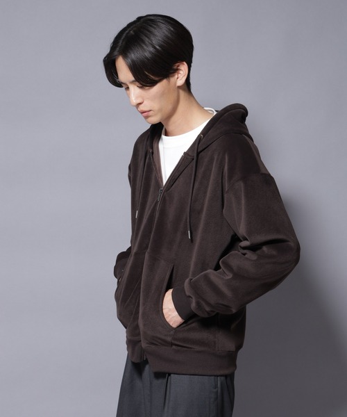 NANO universe（ナノユニバース）の「クロコ加工フリース ZIPパーカ（パーカー・メンズ・ブラック/ブラウン・M/L）」の4枚目の写真