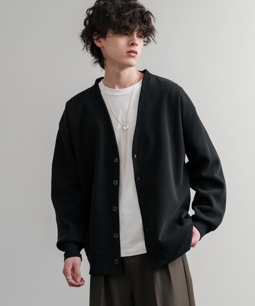 ブラック Vネック カーディガン THE CASUAL｜ショート丈ワイドVネックカーディガン | Rakuten Fashion