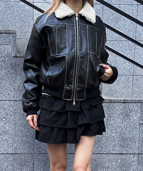 Vintage faux leather jacket【JD】（ブルゾン）｜Judin（ジュディン