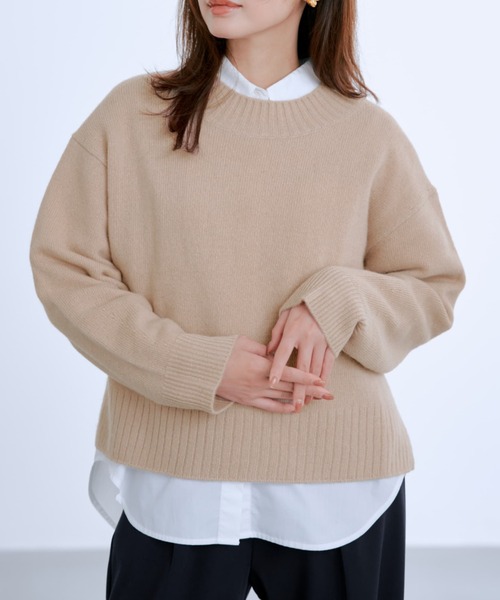 COHINA(コヒナ)の「ウールカシミヤボトルネックニット 【低身長・小柄女性】(ニット/セーター・レディース・ブルー/イエロー/ベージュ/レッド・ONE SIZE)」の1枚目の写真