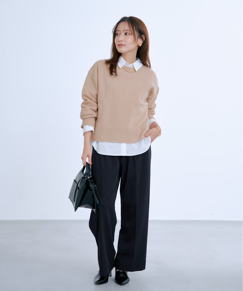 COHINA(コヒナ)の「ウールカシミヤボトルネックニット 【低身長・小柄女性】(ニット/セーター・レディース・ブルー/イエロー/ベージュ/レッド・ONE SIZE)」の6枚目の写真