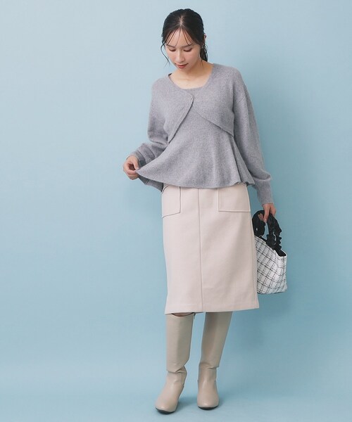 index（インデックス）の「ペプラムニットキャミソール/アンサンブル対応【洗える】（タンクトップ・レディース・パープル/ホワイト系9/ブラウン系その他/グレー・00）」の6枚目の写真